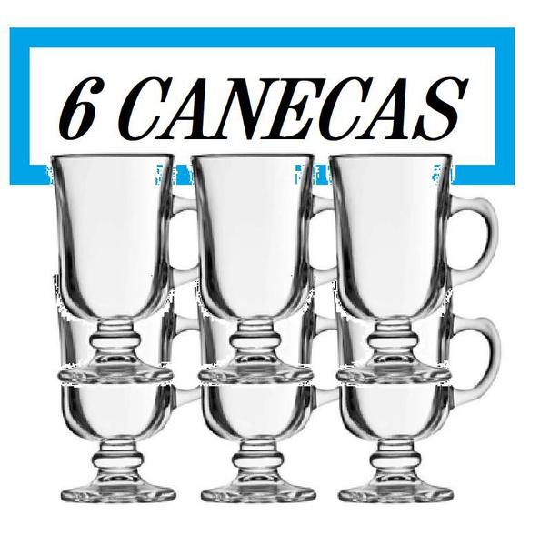 Imagem de Caneca Cappuccino Vidro Copo Xícara Para Café Expresso  - Kit 6 Pçs 120ml