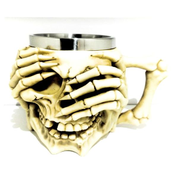 Imagem de Caneca Caveira Inox Cerveja Chopp Mug Skull Não Vejo Cega