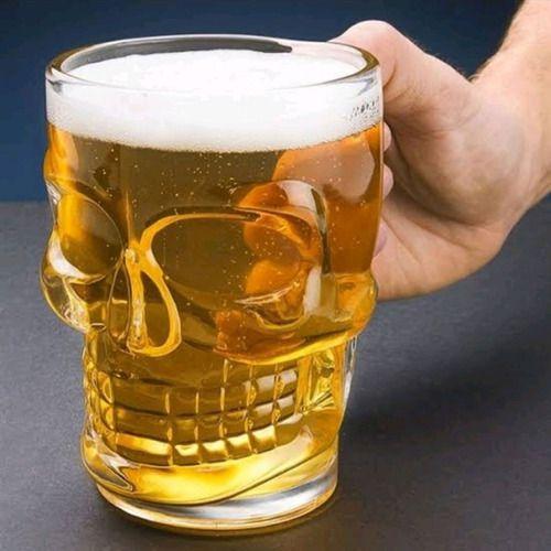 Imagem de Caneca Caveira Rock Chopp Cerveja Vidro 370 Ml Grande