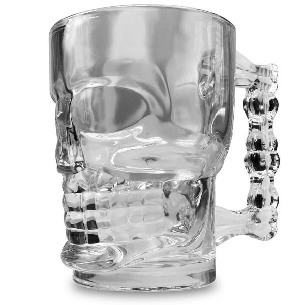 Imagem de Caneca Caveira Vidro Chopp Cerveja Festa Rock Beer 450Ml