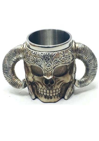 Imagem de Caneca Caveira Viking Medieval Chopp Cerveja Alça Dupla Bar