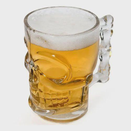 Imagem de Caneca Caveira Viking, Rock Chopp Cerveja em Vidro Transparente 510ml SUPER RESISTENTE