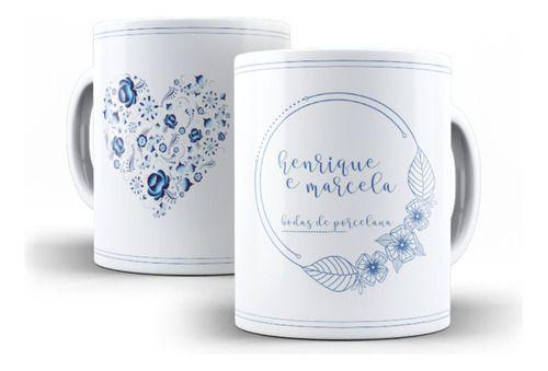 Imagem de Caneca Cerâmica Bodas De Porcelana Delicada Com Nome 7218