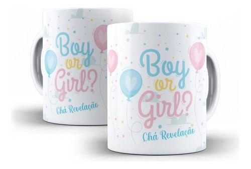 Imagem de Caneca Cerâmica Chá Revelação Boy Girl Festa Desenho 10653