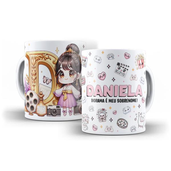 Imagem de Caneca Cerâmica Dorama Personalizada com Nome Séries Coréia - Letra D