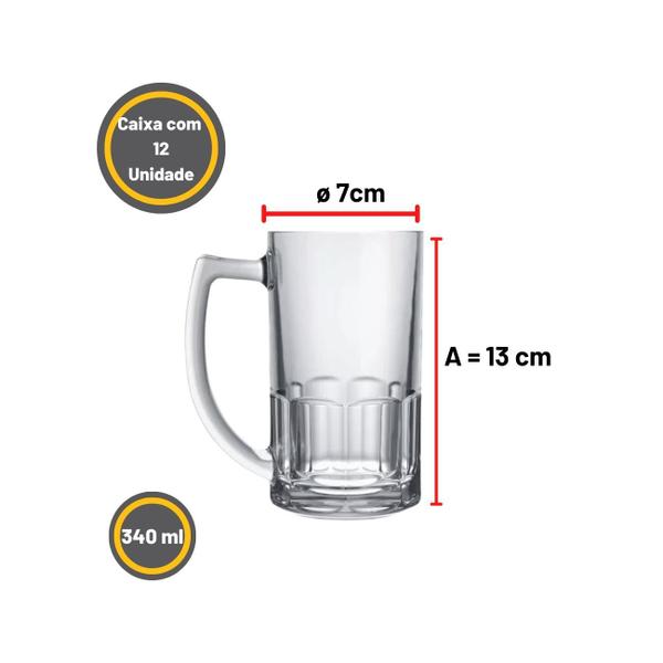 Imagem de Caneca Cerveja Bristol 340ml - Kit 12 Unidades