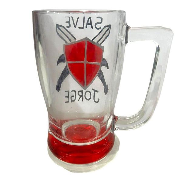 Imagem de Caneca Cerveja Vidro Salve São Jorge Ogum 340 ml - Escolha a Cor