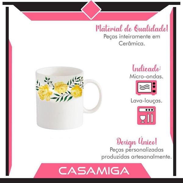 Imagem de Caneca Chá Cerâmica Alice 318Ml Amarelo