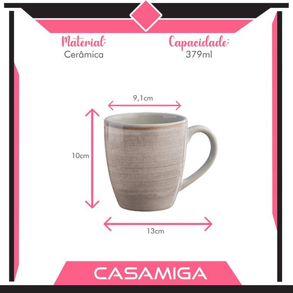 Imagem de Caneca Chá Cerâmica Caoba 379ml Cinza