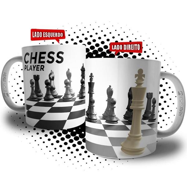 Imagem de Caneca Chess Player Tabuleiro Peças Jogo de Xadrez Xeque Mate Presente Enxadrista