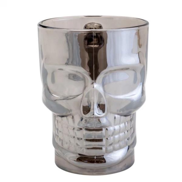 Imagem de Caneca Chopp 510 Ml Caveira Rock Style Vidro Cinza  Lyor 