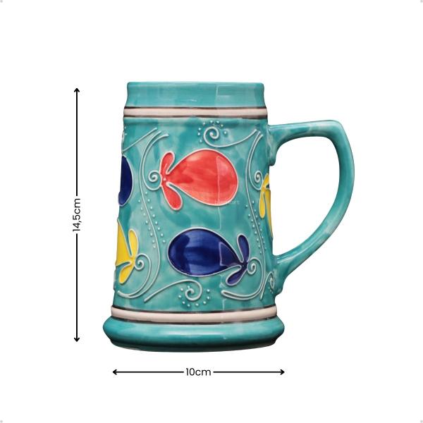 Imagem de Caneca Chopp Cerveja Cerâmica Botanic 560ml Azul com Alça