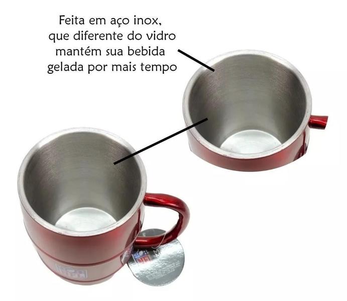 Imagem de Caneca Chopp Nfl Vermelha Aço Inox Barril 500Ml Metal Mug