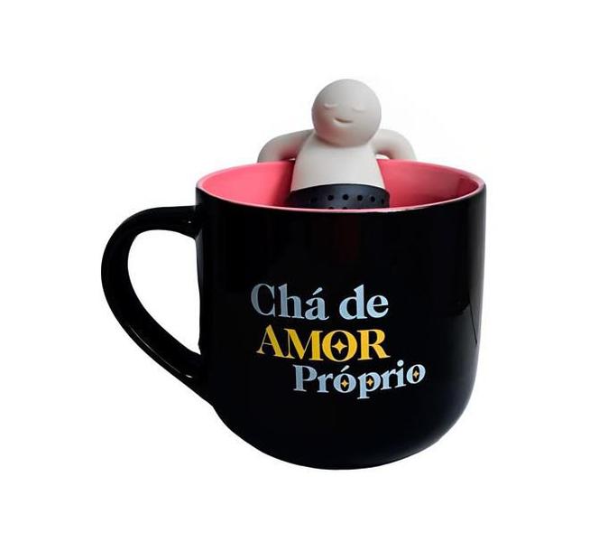 Imagem de Caneca com Infusor p/Chá De Amor Próprio 350ml