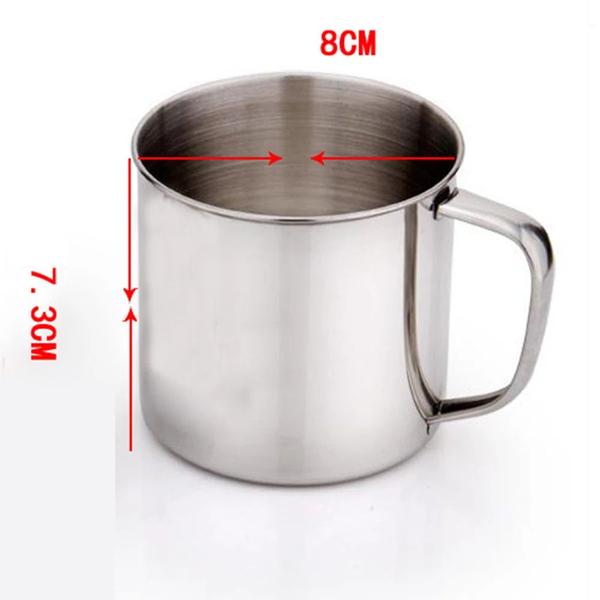 Imagem de Caneca Copo Metal Aço Inox 350ml 8cm Café Chá Suco Refrigerante Água