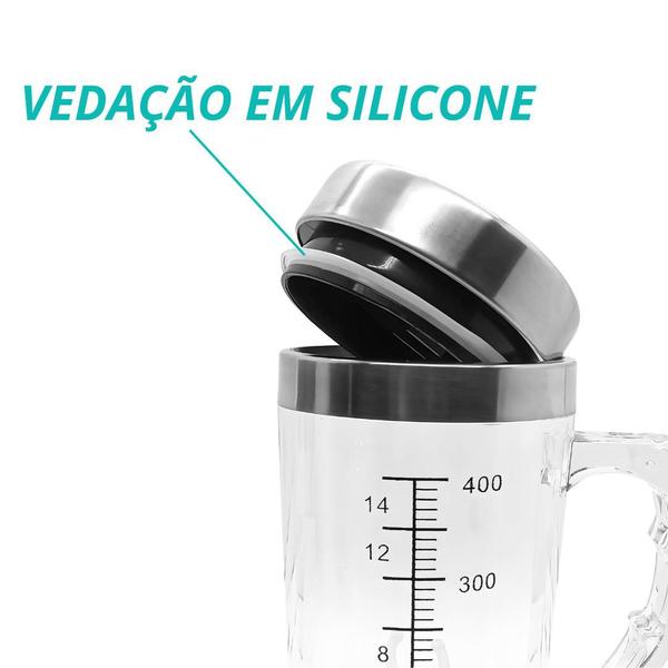 Imagem de Caneca Copo Mixer Misturador Automático 400ml Bebidas Café Shake