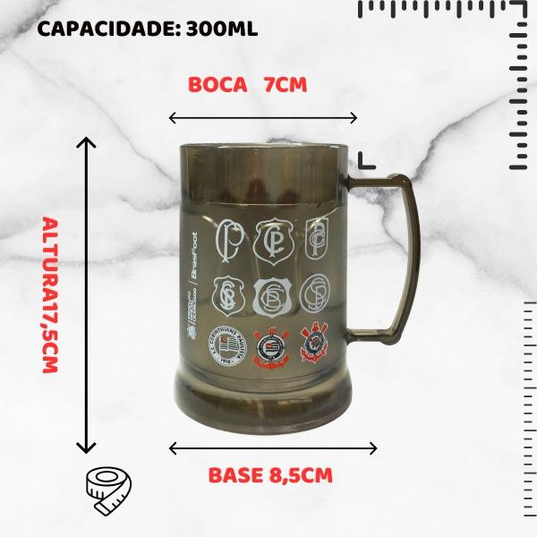 Imagem de Caneca Copo Preto Gel 300ml Isolante Térmico Chopp Cerveja Time Clube Escudo Corinthians Oficial