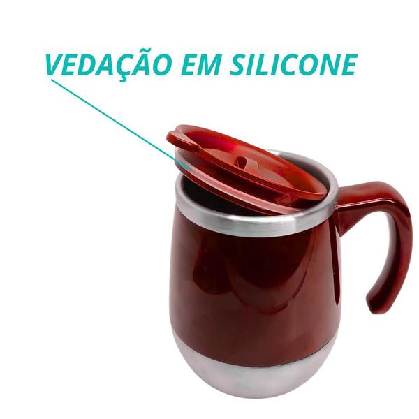 Imagem de Caneca Copo Térmico Café Bebidas Com Tampa De Aço Inox 500ml