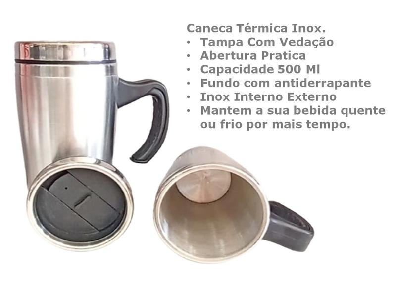 Imagem de Caneca Copo Térmico Com Tampa Vedada 500 Ml Linha Premium