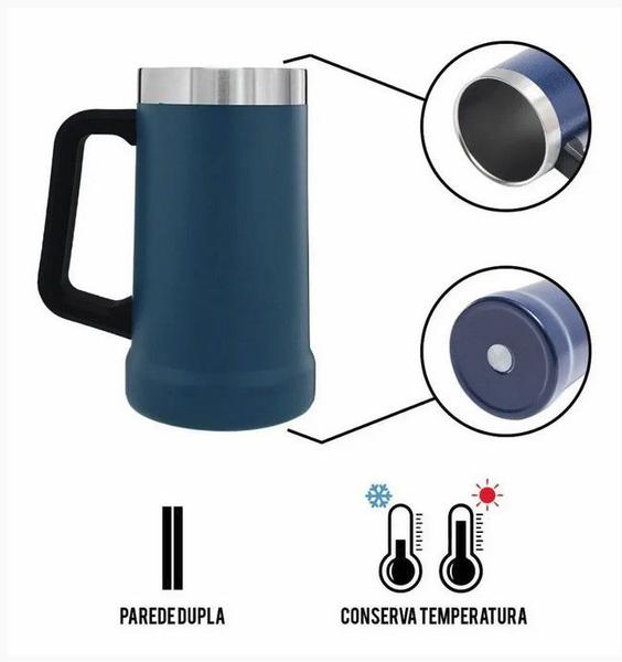 Imagem de Caneca Copo Térmico Grande Inox P/ Cerveja Chopp Festa 700ml