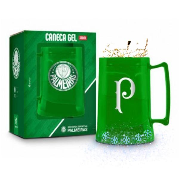 Imagem de Caneca Copo Verde Gel 300ml Térmica Chopp Cerveja Time Clube Escudo Palmeiras Oficial Selo