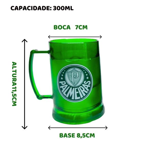 Imagem de Caneca Copo Verde Gel 300ml Térmica Chopp Cerveja Time Clube Escudo Palmeiras Oficial Selo