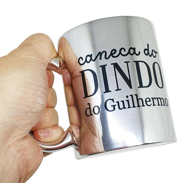 Imagem de Caneca Cromada Prateada Espelhada Presente Dindo Padrinho