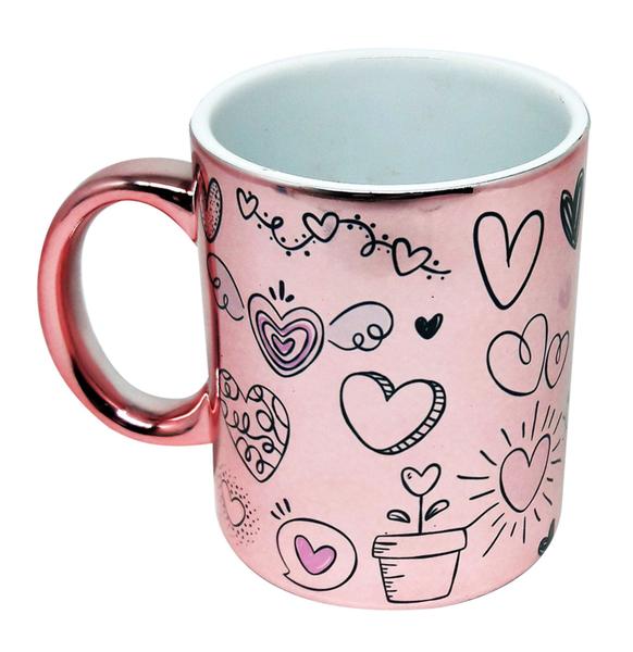 Imagem de Caneca Cromado Rose Personalizado Para Corações Amor