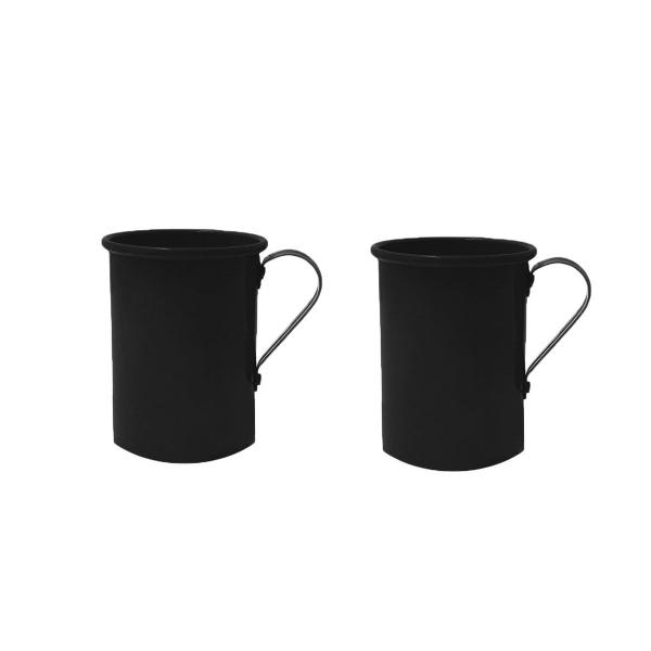 Imagem de Caneca de Aluminio Preta Chopp Drinks Cappucino Retro 2un