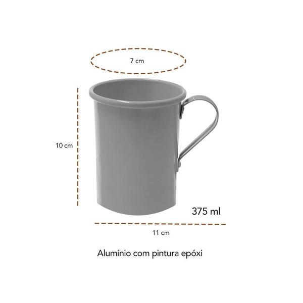 Imagem de Caneca de Aluminio Preta Chopp Drinks Cappucino Retro 375ml