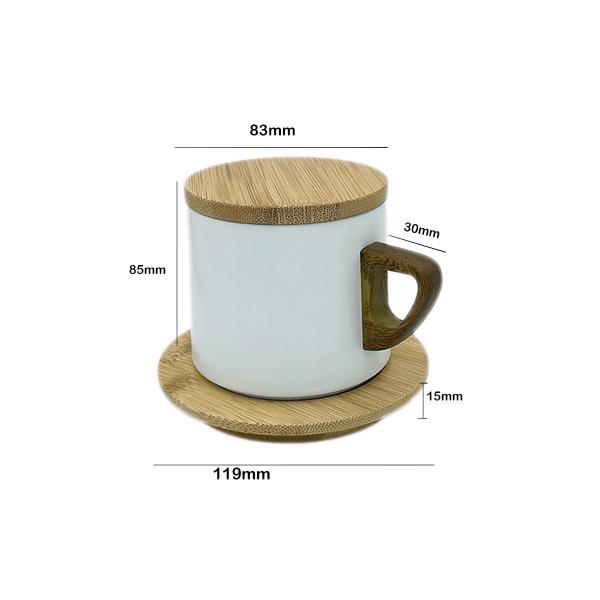 Imagem de Caneca de cafe chá Aço inox 280ml com tampa e base de bambu