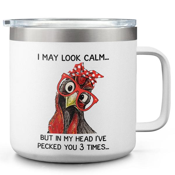 Imagem de Caneca de café Dzeetee Rooster 400mL em aço inoxidável isolada a vácuo