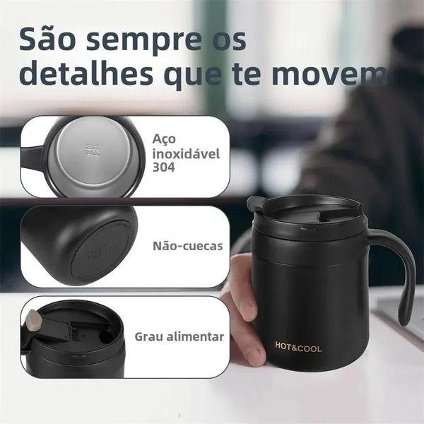 Imagem de Caneca de Café Isolada com Alça - Copo de Aço Inoxidável 350ml/500ml