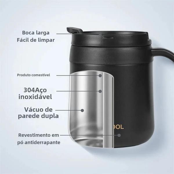 Imagem de Caneca de Café Isolada com Alça - Copo de Aço Inoxidável 350ml/500ml