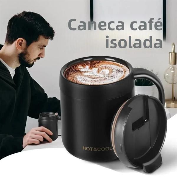 Imagem de Caneca de Café Isolada com Alça - Copo de Aço Inoxidável 350ml/500ml