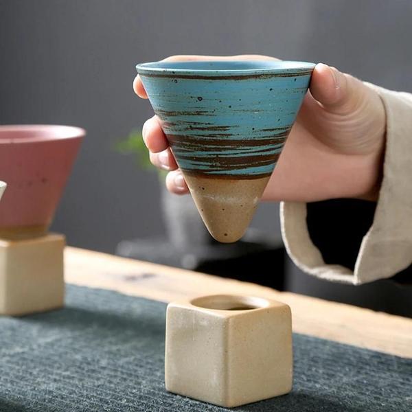 Imagem de Caneca De Cerâmica De Cone Triangular Japonês Retrô Para Chá Café Latte Xícara De Porcelana