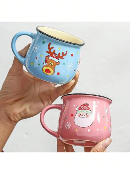 Imagem de Caneca de Cerâmica de Natal com Desenhos Animados - Ideal para Café ou Leite