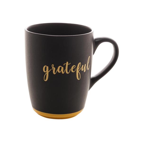 Imagem de Caneca de Cerâmica Grateful Preto Matt Amarelo 340ml Bon Gourmet