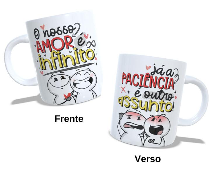 Imagem de Caneca de Cerâmica - Nosso amor é infinito, já a paciência é outro assunto - Flork meme namorados