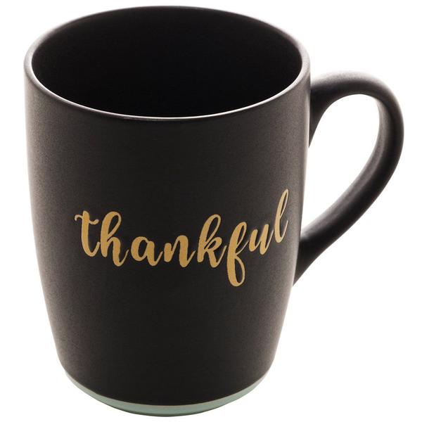 Imagem de Caneca de Cerâmica Wolff Thankful 340ml - Preto Matt/Azul