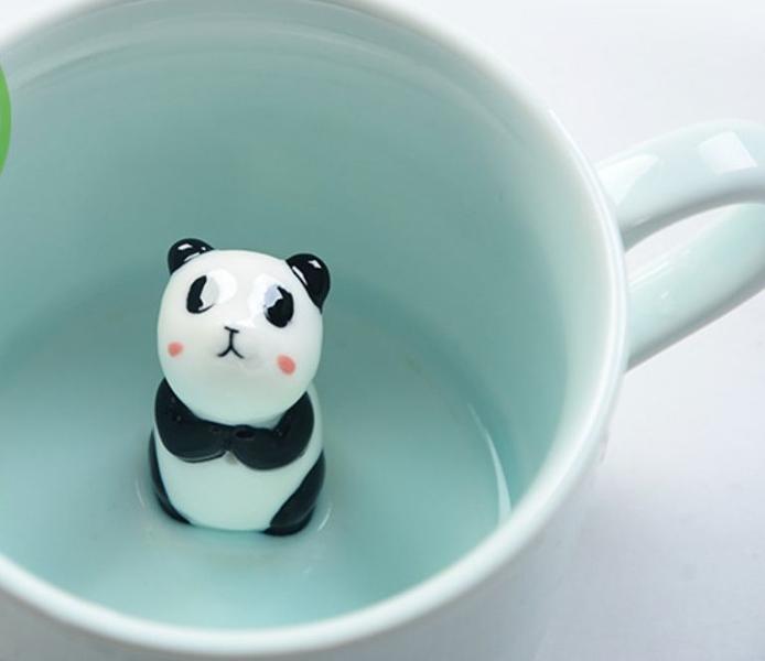 Imagem de Caneca de chá com leite e café em cerâmica Wokex 3D Animal Panda 230ml