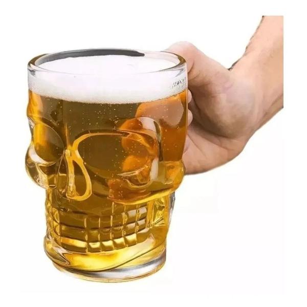 Imagem de Caneca de chopp caveira crânio 380ml vidro rock - brasfoot