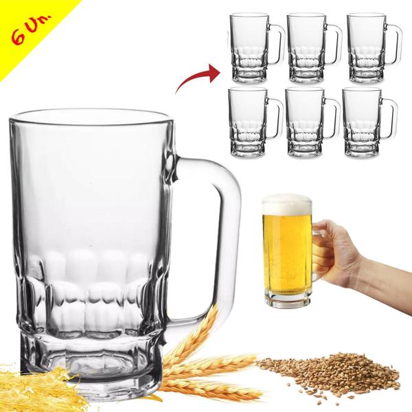 Imagem de Caneca De Chopp Cerveja De Vidro 300Ml Resistente 6 Peças