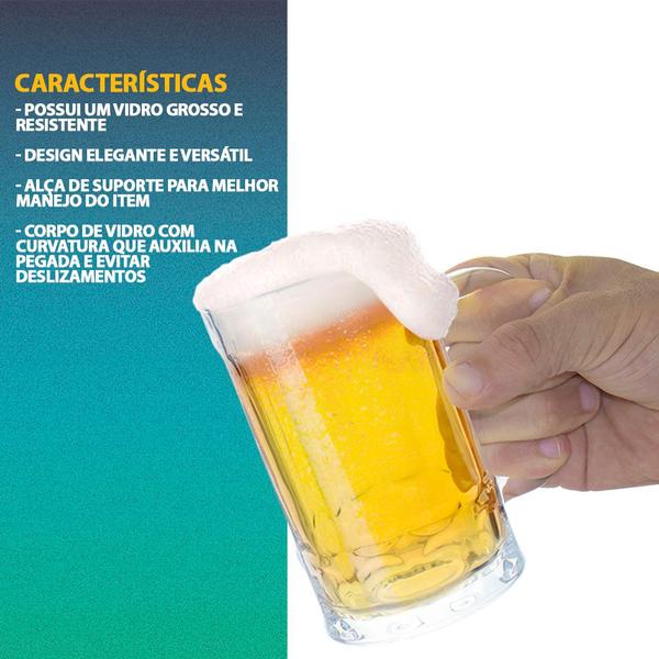 Imagem de Caneca De Chopp Cerveja Vidro 2 Unidades 400 ml Reforçada Grande Inglesa Copo Transparente