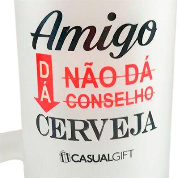 Imagem de Caneca de chopp de vidro fosca Amigo da cerveja 480 ml - Casual Gift