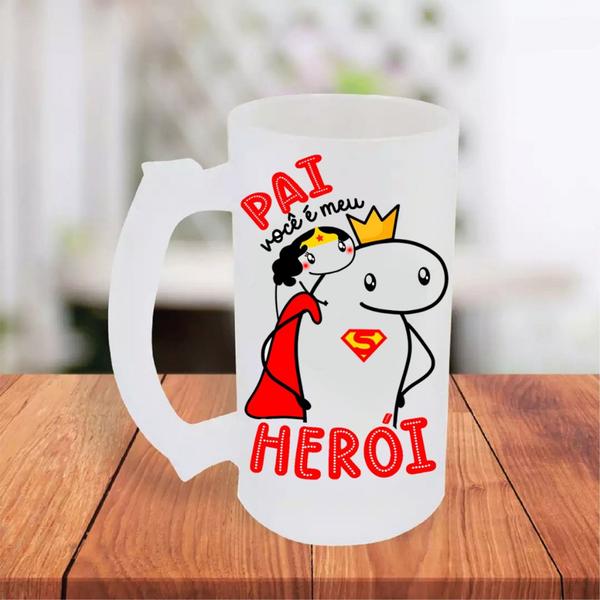 Imagem de Caneca De Chopp Jateada Personalizada Dia Dos Pais Flork Meme Bento Cake Pai Meu Herói Super Pai