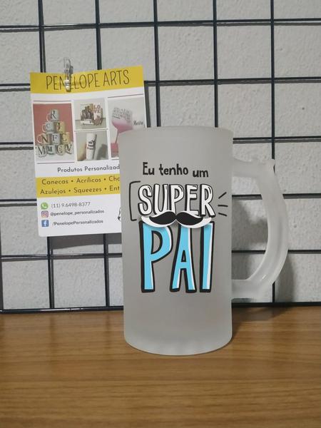 Imagem de Caneca de Chopp Vidro Jateado  Eu Tenho um Super Pai