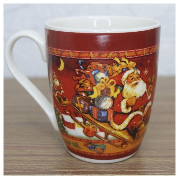 Imagem de Caneca De Natal Papai Noel Com Trenó 350ml Cerâmica