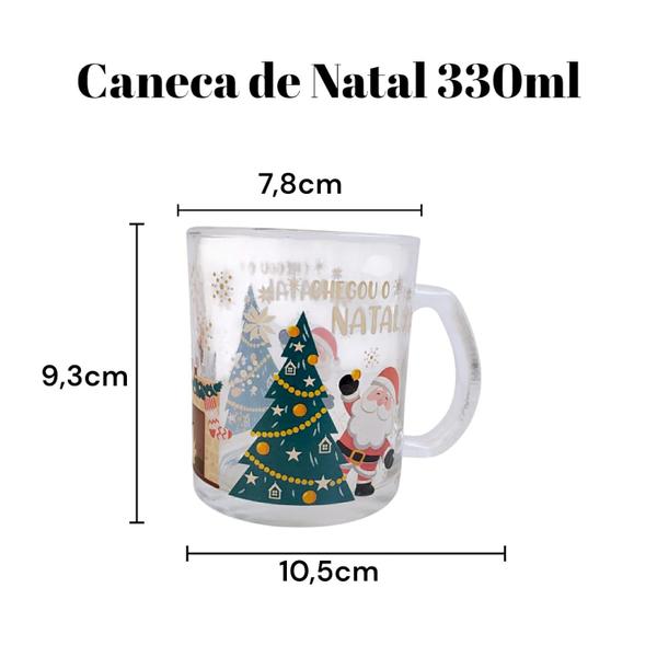 Imagem de Caneca de Natal Vidro 330ml Estampada Natal Mágico Presente