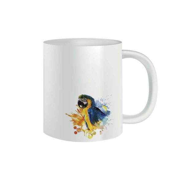 Imagem de Caneca de Porcelana Aves Arara Canindé Azul e Amarelo 325ml